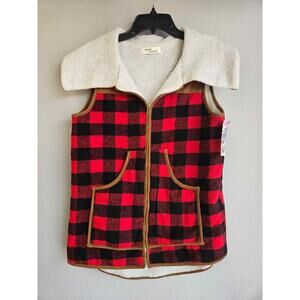 Cozy Buffalo Plaid Sherpa Lined Vest - Million Bullpup